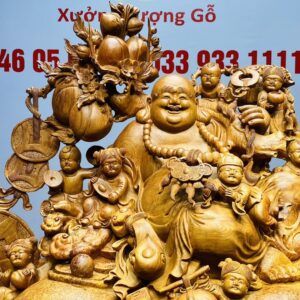 Di Lạc Cửu Tiểu vác cành đào ngồi bao tiền Gỗ Nu Hương