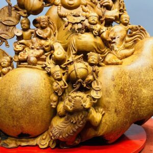 Di Lạc Cửu Tiểu vác cành đào ngồi bao tiền Gỗ Nu Hương