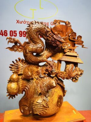 Cá Chép vượt Vũ Môn hóa Rồng Gỗ Nu Hương