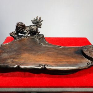 Khay trà Nghê Chữ Phúc Gỗ Trắc