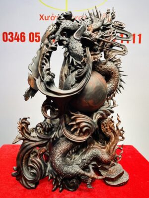 Nhất Long Vờn Ngọc Gỗ Trắc Đỏ Đen