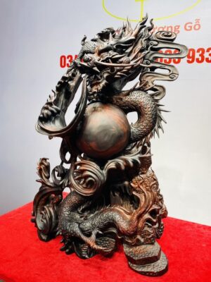Nhất Long Vờn Ngọc Gỗ Trắc Đỏ Đen