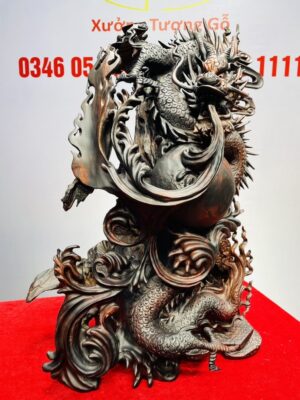 Nhất Long Vờn Ngọc Gỗ Trắc Đỏ Đen