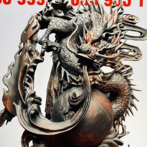 Nhất Long Vờn Ngọc Gỗ Trắc Đỏ Đen