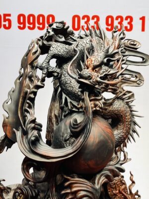 Nhất Long Vờn Ngọc Gỗ Trắc Đỏ Đen