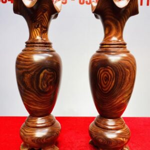 Cặp Lục Bình Gỗ Trắc Dây