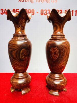 Cặp Lục Bình Gỗ Trắc Dây