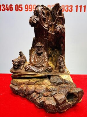 Đạt Ma Ngồi Thiền Bên Nghê Dưới Cây Bồ Đề Gỗ Trắc