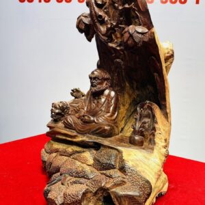 Đạt Ma Ngồi Thiền Bên Nghê Dưới Cây Bồ Đề Gỗ Trắc