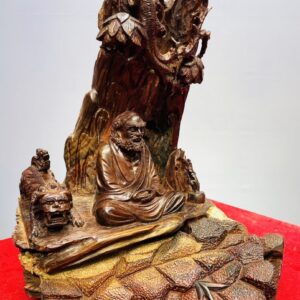 Đạt Ma Ngồi Thiền Bên Nghê Dưới Cây Bồ Đề Gỗ Trắc