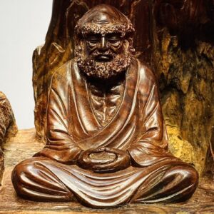 Đạt Ma Ngồi Thiền Bên Nghê Dưới Cây Bồ Đề Gỗ Trắc