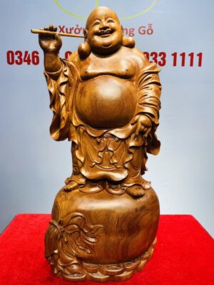 Di Lạc Đứng Bao Tiền Gỗ Hương