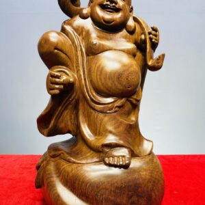 Di Lạc Vác Gậy Như Ý Cầm Ngọc Gỗ Cẩm Lai