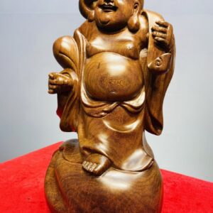 Di Lạc Vác Gậy Như Ý Cầm Ngọc Gỗ Cẩm Lai