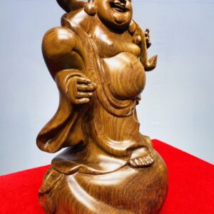 Di Lạc Vác Gậy Như Ý Cầm Ngọc Gỗ Cẩm Lai