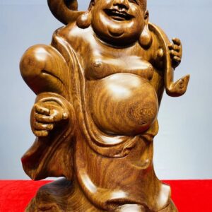 Di Lạc Vác Gậy Như Ý Cầm Ngọc Gỗ Cẩm Lai