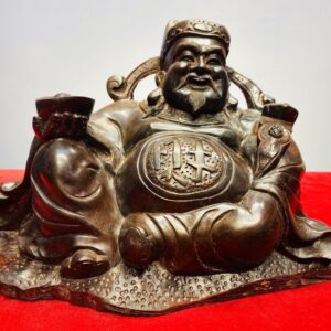 Thần Tài Ngồi Cầm Vàng Gỗ Trắc