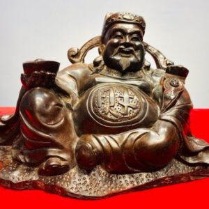 Thần Tài Ngồi Cầm Vàng Gỗ Trắc