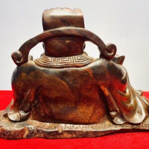 Thần Tài Ngồi Cầm Vàng Gỗ Trắc