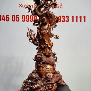 Đạt Ma Hàng Long Tam Nghê Vờn Cầu Gỗ Trắc