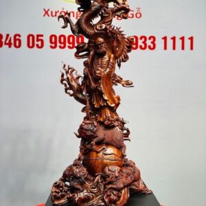 Đạt Ma Hàng Long Tam Nghê Vờn Cầu Gỗ Trắc