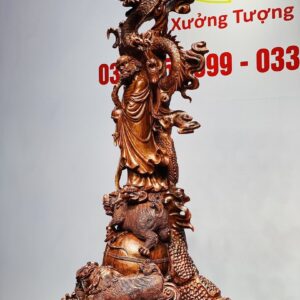 Đạt Ma Hàng Long Tam Nghê Vờn Cầu Gỗ Trắc