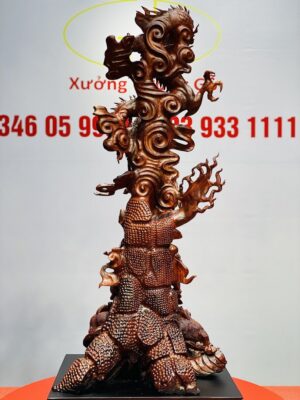 Đạt Ma Hàng Long Tam Nghê Vờn Cầu Gỗ Trắc