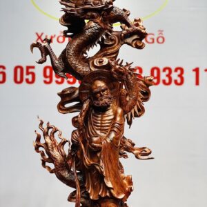 Đạt Ma Hàng Long Tam Nghê Vờn Cầu Gỗ Trắc