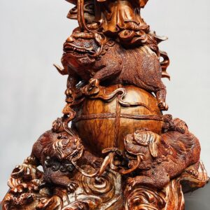 Đạt Ma Hàng Long Tam Nghê Vờn Cầu Gỗ Trắc