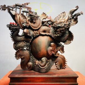 Cá Chép Vượt Vũ Môn Hóa Rồng Gỗ Trắc