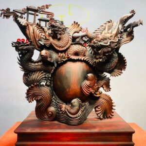 Cá Chép Vượt Vũ Môn Hóa Rồng Gỗ Trắc