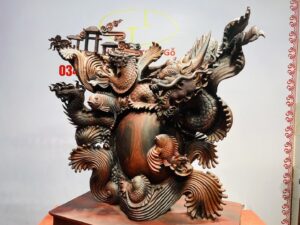 Cá Chép Vượt Vũ Môn Hóa Rồng Gỗ Trắc