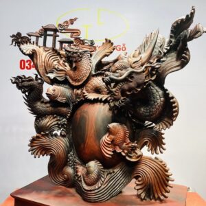 Cá Chép Vượt Vũ Môn Hóa Rồng Gỗ Trắc