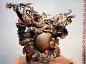 Cá Chép Vượt Vũ Môn Hóa Rồng Gỗ Trắc