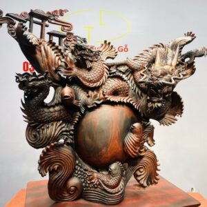Cá Chép Vượt Vũ Môn Hóa Rồng Gỗ Trắc