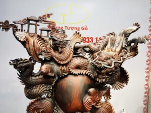 Cá Chép Vượt Vũ Môn Hóa Rồng Gỗ Trắc