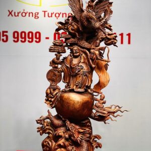 Di Lạc Vác Nấm Linh Chi Tam Tiểu Long Phượng Nghê Gỗ Sưa