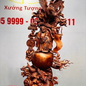 Di Lạc Vác Nấm Linh Chi Tam Tiểu Long Phượng Nghê Gỗ Sưa