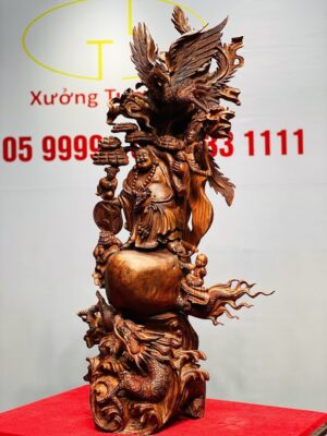 Di Lạc Vác Nấm Linh Chi Tam Tiểu Long Phượng Nghê Gỗ Sưa