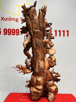 Di Lạc Vác Nấm Linh Chi Tam Tiểu Long Phượng Nghê Gỗ Sưa