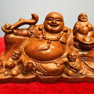 Di Lạc Tam Tiểu Cầm Gậy Như Ý Gỗ Hương