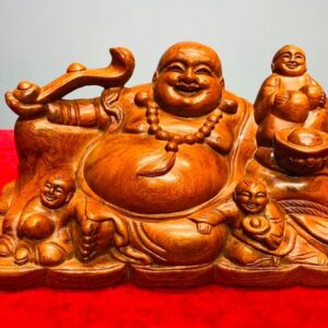 Di Lạc Tam Tiểu Cầm Gậy Như Ý Gỗ Hương