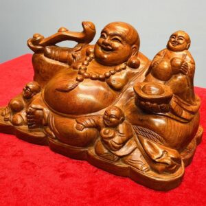 Di Lạc Tam Tiểu Cầm Gậy Như Ý Gỗ Hương