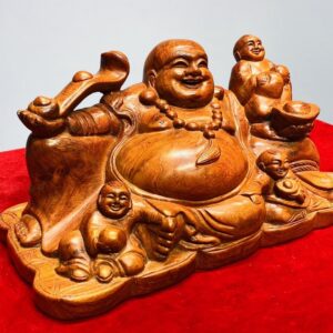 Di Lạc Tam Tiểu Cầm Gậy Như Ý Gỗ Hương