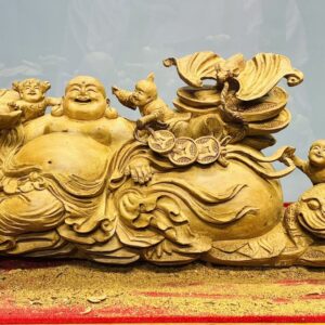 Di Lạc Ngũ Tiểu Ngồi Bao Tiền Gỗ Hoàng Đàn