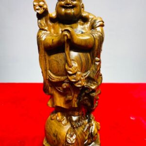 Di Lạc Chúc Phúc Đứng Bao Tiền Gỗ Bách Xanh