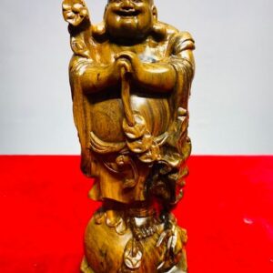 Di Lạc Chúc Phúc Đứng Bao Tiền Gỗ Bách Xanh