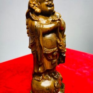 Di Lạc Chúc Phúc Đứng Bao Tiền Gỗ Bách Xanh