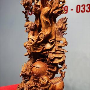 Đạt Ma Hàng Song Long Phục Nghê Gỗ Hương