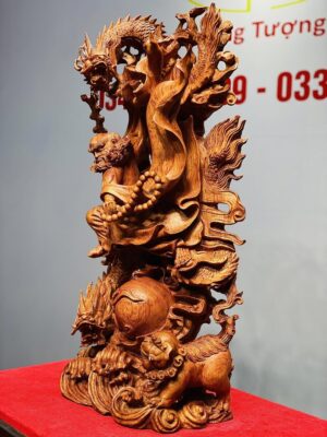Đạt Ma Hàng Song Long Phục Nghê Gỗ Hương